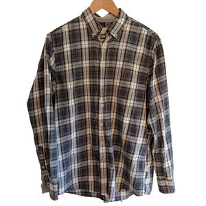 Bugatti Men Button Down Fine Twill Plaid Shirt Size Large (see note)
